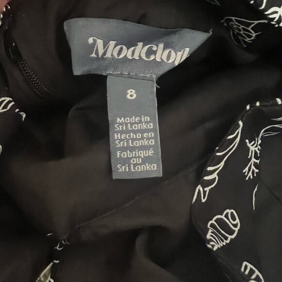 ModCloth Seashells Dress 8 Black Beach Vacation Cutout Linen Retro Coastal New - Picture 8 of 9